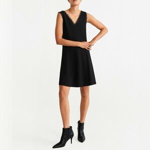 NWT Mango Basics Fit and Flare Lace Trim Dress
